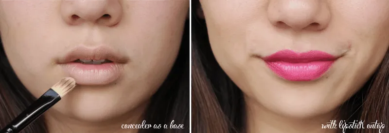 alt text: Một cô gái đang thoa son dưỡng môi, chuẩn bị cho việc trang điểm môi