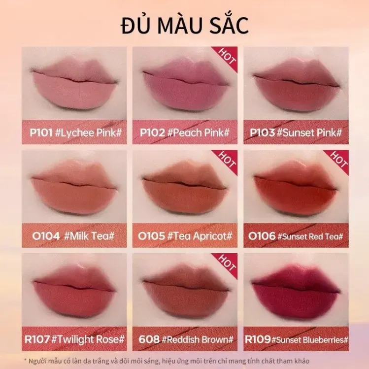 Bảng màu son Colorkey Velvety Mousse Fluffy Lip Mud.