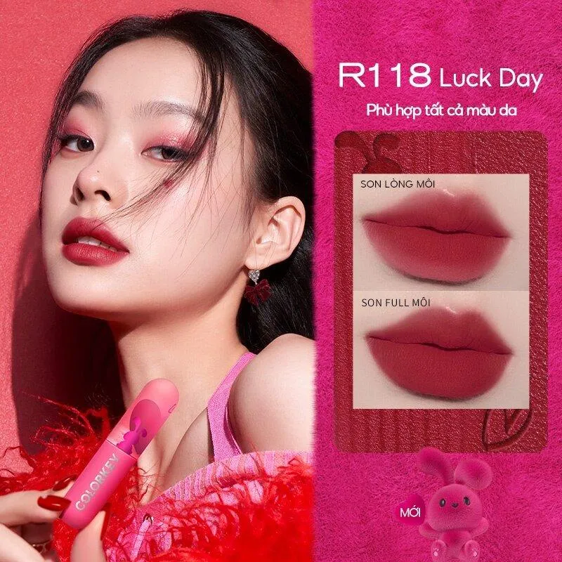 Son bùn Colorkey Velvety Mousse Fluffy Lip Mud và bảng màu đa dạng.